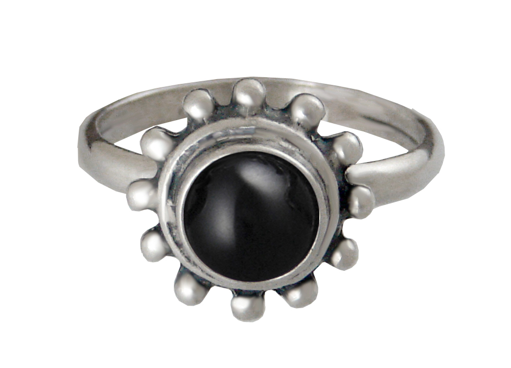 Sterling Silver Gemstone Ring With Black Onyx Size 7